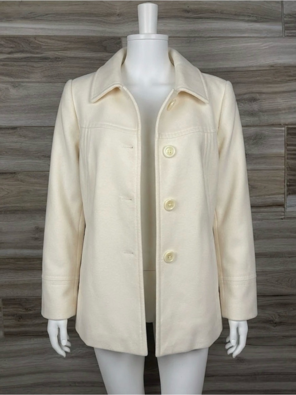 Jason Kole Women's Cream Single-Breasted Pea Coat - Classic Tailored Finish